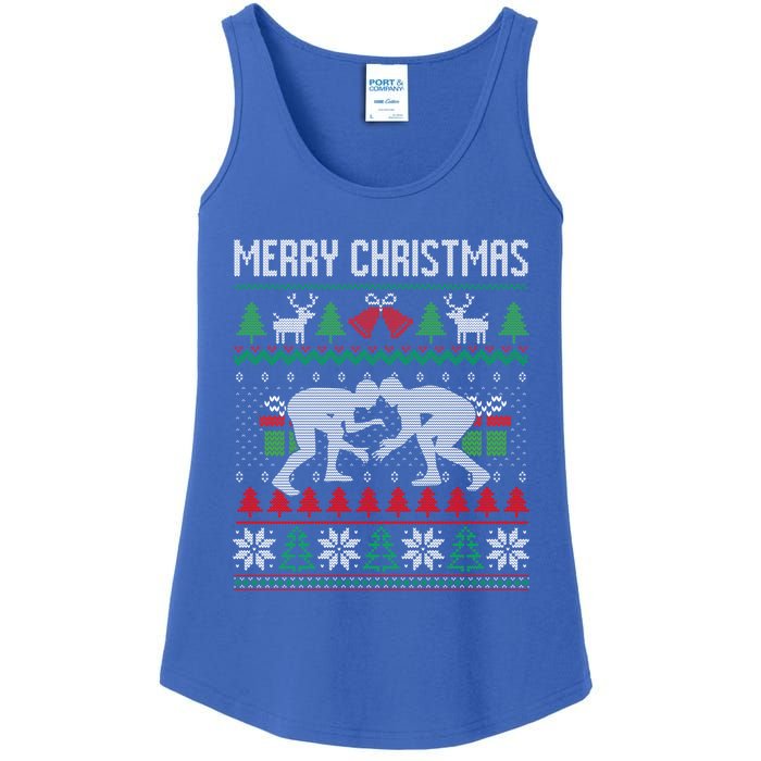 Ugly Merry Christmas Wrestling Wrestler Santa Xmas Costume Gift Ladies Essential Tank