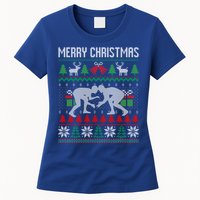 Ugly Merry Christmas Wrestling Wrestler Santa Xmas Costume Gift Women's T-Shirt