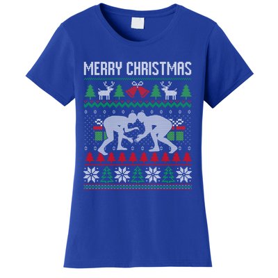 Ugly Merry Christmas Wrestling Wrestler Santa Xmas Costume Gift Women's T-Shirt