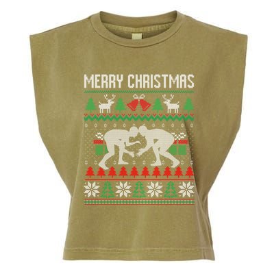 Ugly Merry Christmas Wrestling Wrestler Santa Xmas Costume Gift Garment-Dyed Women's Muscle Tee