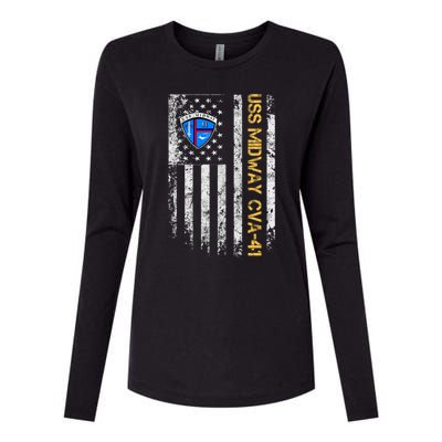 Uss Midway Cvafunny Gift41 Aircraft Carrier Veteran Flag Veterans Day Gift Womens Cotton Relaxed Long Sleeve T-Shirt