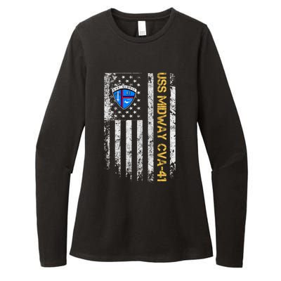 Uss Midway Cvafunny Gift41 Aircraft Carrier Veteran Flag Veterans Day Gift Womens CVC Long Sleeve Shirt