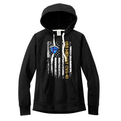 Uss Midway Cvafunny Gift41 Aircraft Carrier Veteran Flag Veterans Day Gift Women's Fleece Hoodie