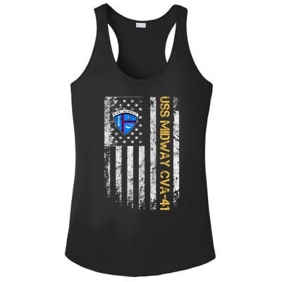 Uss Midway Cvafunny Gift41 Aircraft Carrier Veteran Flag Veterans Day Gift Ladies PosiCharge Competitor Racerback Tank