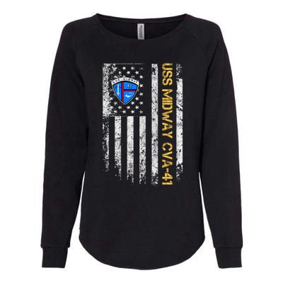 Uss Midway Cvafunny Gift41 Aircraft Carrier Veteran Flag Veterans Day Gift Womens California Wash Sweatshirt