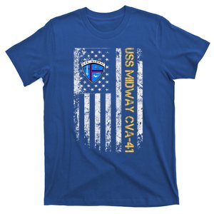 Uss Midway Cvafunny Gift41 Aircraft Carrier Veteran Flag Veterans Day Gift T-Shirt