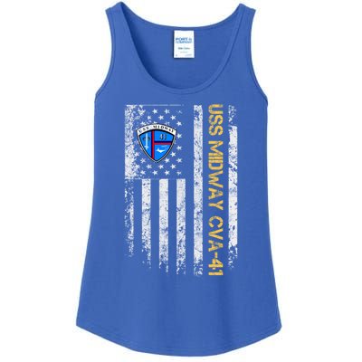 Uss Midway Cvafunny Gift41 Aircraft Carrier Veteran Flag Veterans Day Gift Ladies Essential Tank