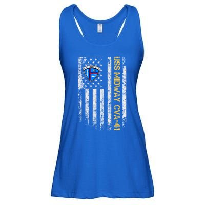 Uss Midway Cvafunny Gift41 Aircraft Carrier Veteran Flag Veterans Day Gift Ladies Essential Flowy Tank