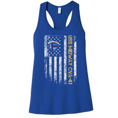 Uss Midway Cvafunny Gift41 Aircraft Carrier Veteran Flag Veterans Day Gift Women's Racerback Tank