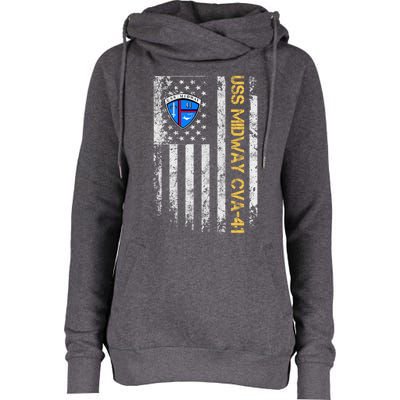 Uss Midway Cvafunny Gift41 Aircraft Carrier Veteran Flag Veterans Day Gift Womens Funnel Neck Pullover Hood