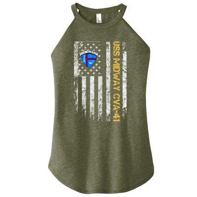 Uss Midway Cvafunny Gift41 Aircraft Carrier Veteran Flag Veterans Day Gift Women's Perfect Tri Rocker Tank