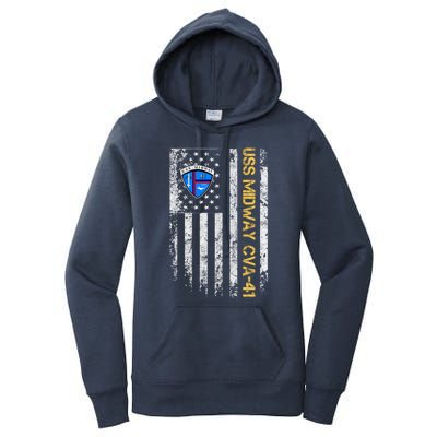 Uss Midway Cvafunny Gift41 Aircraft Carrier Veteran Flag Veterans Day Gift Women's Pullover Hoodie