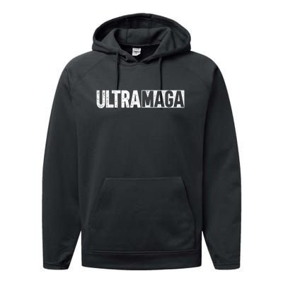 Ultra MAGA Conservative Anti Joe Biden Performance Fleece Hoodie