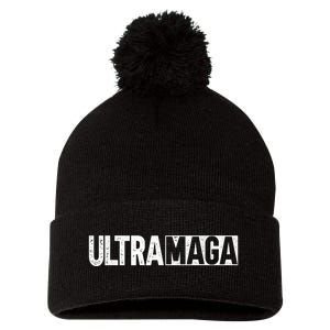 Ultra MAGA Conservative Anti Joe Biden Pom Pom 12in Knit Beanie