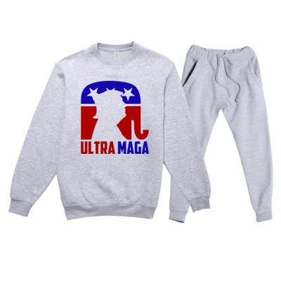 Ultra MAGA Conservative Donald Trump Premium Crewneck Sweatsuit Set