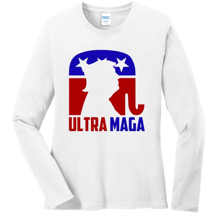 Ultra MAGA Conservative Donald Trump Ladies Long Sleeve Shirt