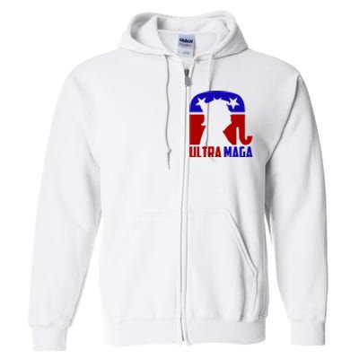 Ultra MAGA Conservative Donald Trump Full Zip Hoodie