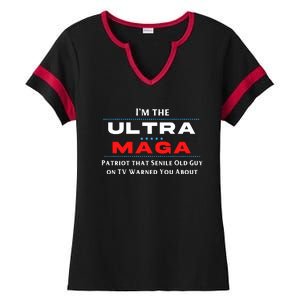 Ultra MAGA Funny Anti Biden Conservative Ladies Halftime Notch Neck Tee