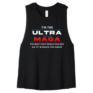 Ultra MAGA Funny Anti Biden Conservative Women's Racerback Cropped Tank