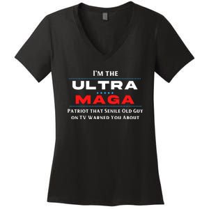 Ultra MAGA Funny Anti Biden Conservative Women's V-Neck T-Shirt