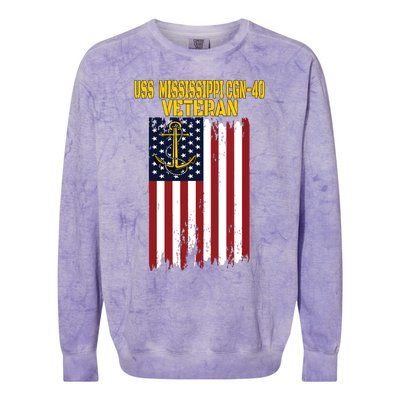 Uss Mississippi Cgn40 Cruiser Veterans Day Fathers Day Colorblast Crewneck Sweatshirt