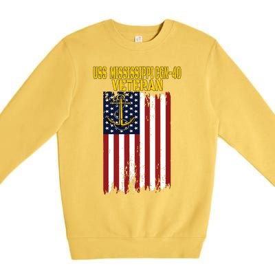 Uss Mississippi Cgn40 Cruiser Veterans Day Fathers Day Premium Crewneck Sweatshirt