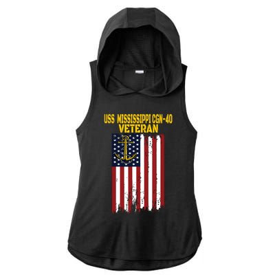 Uss Mississippi Cgn40 Cruiser Veterans Day Fathers Day Ladies PosiCharge Tri-Blend Wicking Draft Hoodie Tank