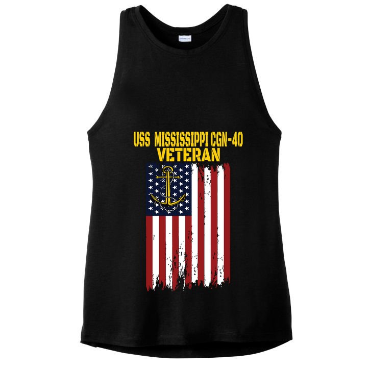 Uss Mississippi Cgn40 Cruiser Veterans Day Fathers Day Ladies PosiCharge Tri-Blend Wicking Tank