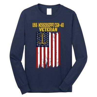 Uss Mississippi Cgn40 Cruiser Veterans Day Fathers Day Long Sleeve Shirt