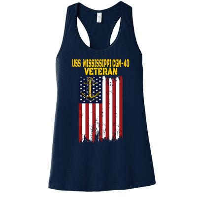 Uss Mississippi Cgn40 Cruiser Veterans Day Fathers Day Women's Racerback Tank