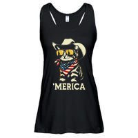 Usa Merica Cat 4th Of July Women Funny Patriotic Ladies Essential Flowy Tank