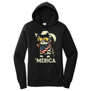 Usa Merica Cat 4th Of July Women Funny Patriotic Women's Pullover Hoodie