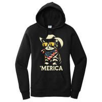 Usa Merica Cat 4th Of July Women Funny Patriotic Women's Pullover Hoodie