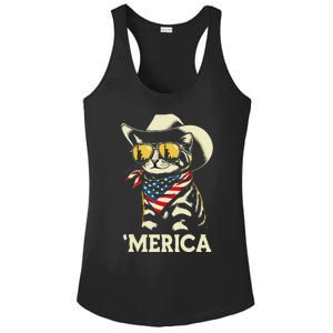 Usa Merica Cat 4th Of July Women Funny Patriotic Ladies PosiCharge Competitor Racerback Tank