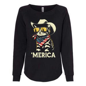 Usa Merica Cat 4th Of July Women Funny Patriotic Womens California Wash Sweatshirt