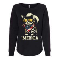 Usa Merica Cat 4th Of July Women Funny Patriotic Womens California Wash Sweatshirt