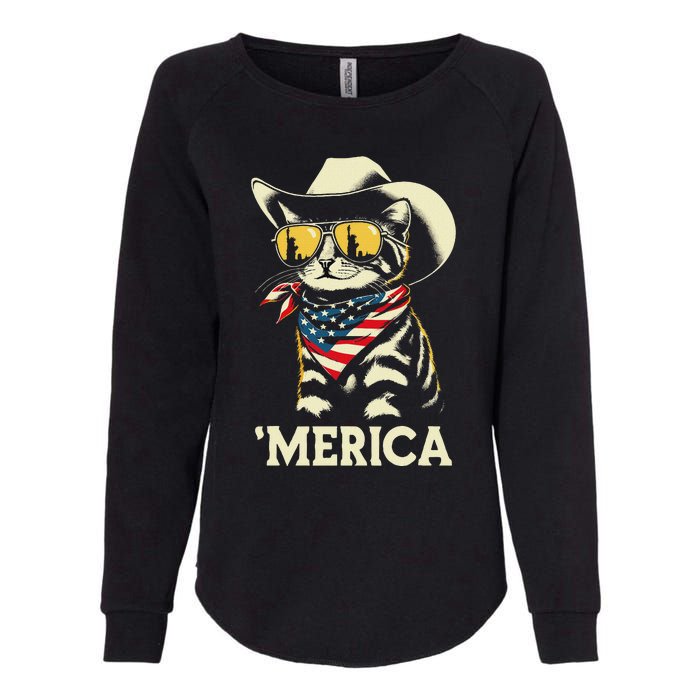 Usa Merica Cat 4th Of July Women Funny Patriotic Womens California Wash Sweatshirt