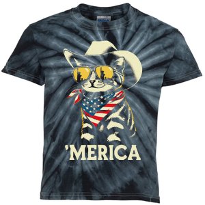 Usa Merica Cat 4th Of July Women Funny Patriotic Kids Tie-Dye T-Shirt