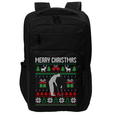 Ugly Merry Christmas Golf Santa Xmas Costume Gift Great Gift Impact Tech Backpack