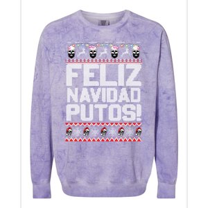 Ugly Mexican Christmas Sweater Feliz Navidad Putos Funny Colorblast Crewneck Sweatshirt