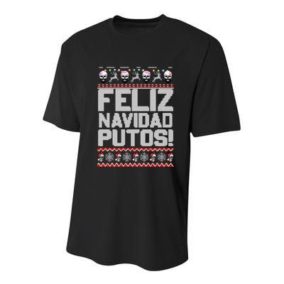 Ugly Mexican Christmas Sweater Feliz Navidad Putos Funny Youth Performance Sprint T-Shirt