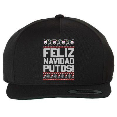 Ugly Mexican Christmas Sweater Feliz Navidad Putos Funny Wool Snapback Cap