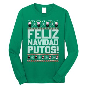 Ugly Mexican Christmas Sweater Feliz Navidad Putos Funny Long Sleeve Shirt