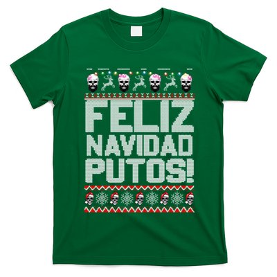 Ugly Mexican Christmas Sweater Feliz Navidad Putos Funny T-Shirt
