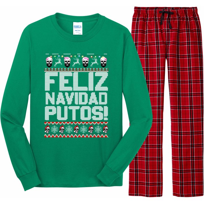 Ugly Mexican Christmas Sweater Feliz Navidad Putos Funny Long Sleeve Pajama Set