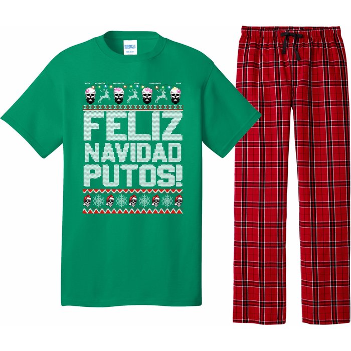 Ugly Mexican Christmas Sweater Feliz Navidad Putos Funny Pajama Set