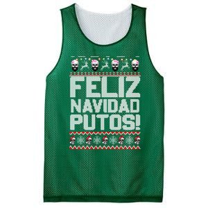 Ugly Mexican Christmas Sweater Feliz Navidad Putos Funny Mesh Reversible Basketball Jersey Tank