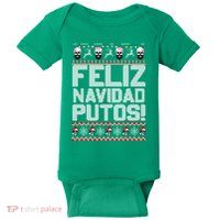 Ugly Mexican Christmas Sweater Feliz Navidad Putos Funny Baby Bodysuit