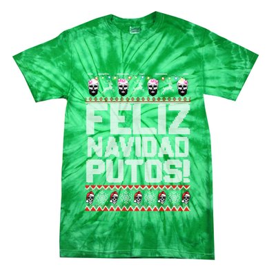 Ugly Mexican Christmas Sweater Feliz Navidad Putos Funny Tie-Dye T-Shirt