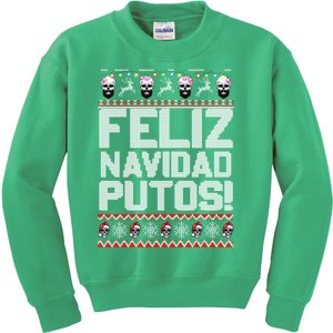 Ugly Mexican Christmas Sweater Feliz Navidad Putos Funny Kids Sweatshirt